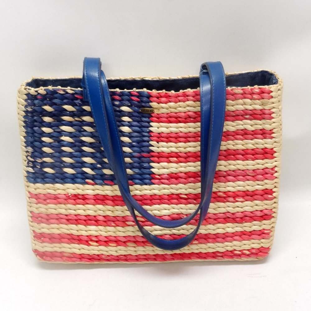 Scala American Flag Themed Straw Tote
